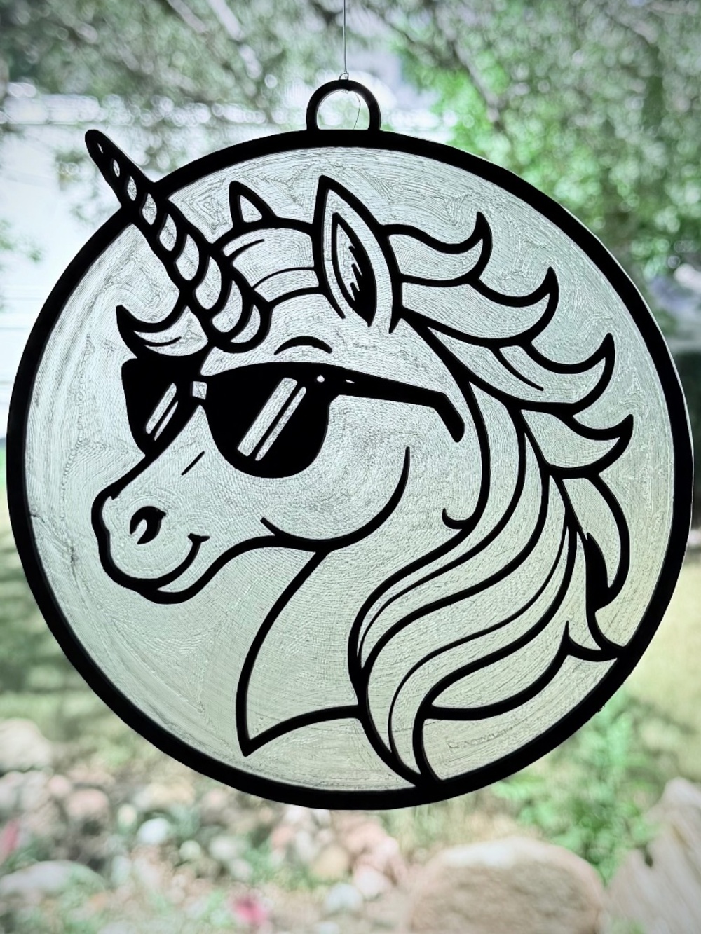 Unicorn in Sunglasses Suncatcher, Color Your Own Window Decor